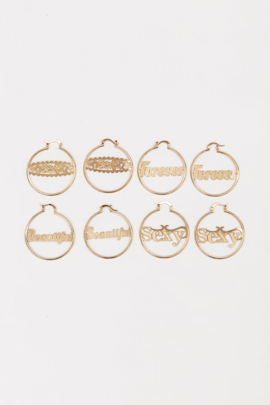 Hoop Earrings, 4 Styles: Beautiful, Lucky, Forever, Sexy